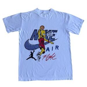 Vintage Simpsons Nike Air #23 Jordan NBA Chicago Bulls 80s White Shirt Small